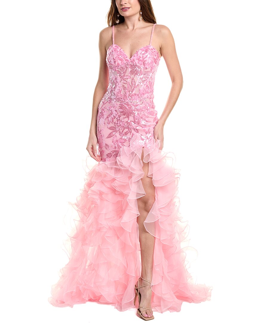 Jovani Embellished Mermaid Gown In Pink