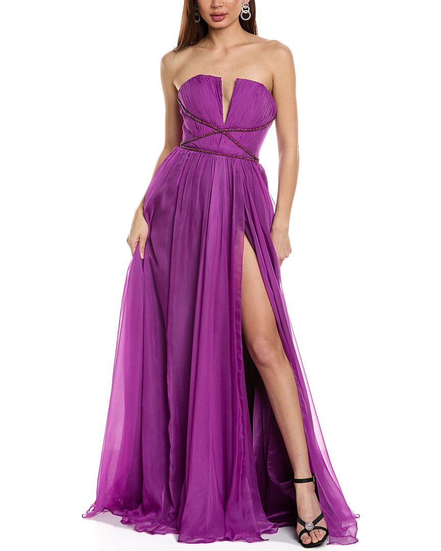 Jovani Gathered Bodice Gown In Purple