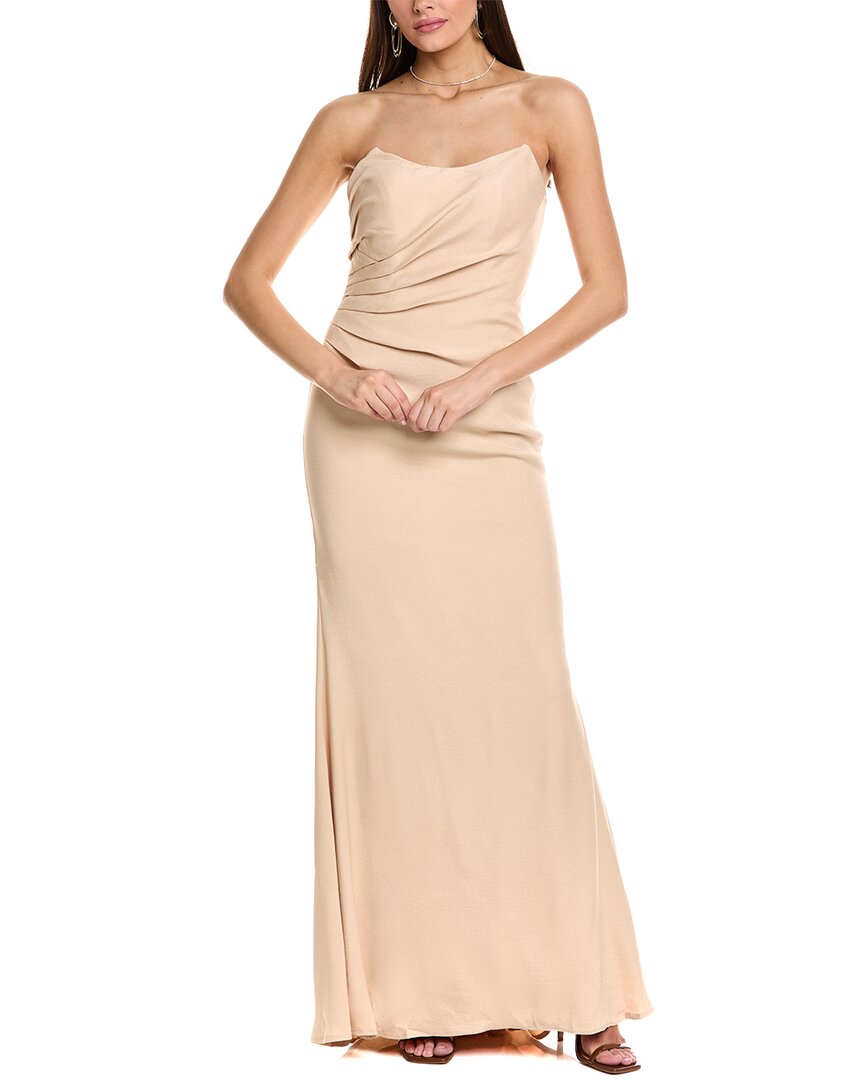 Rene Ruiz One Shoulder Jacquard Gown With Side Cas