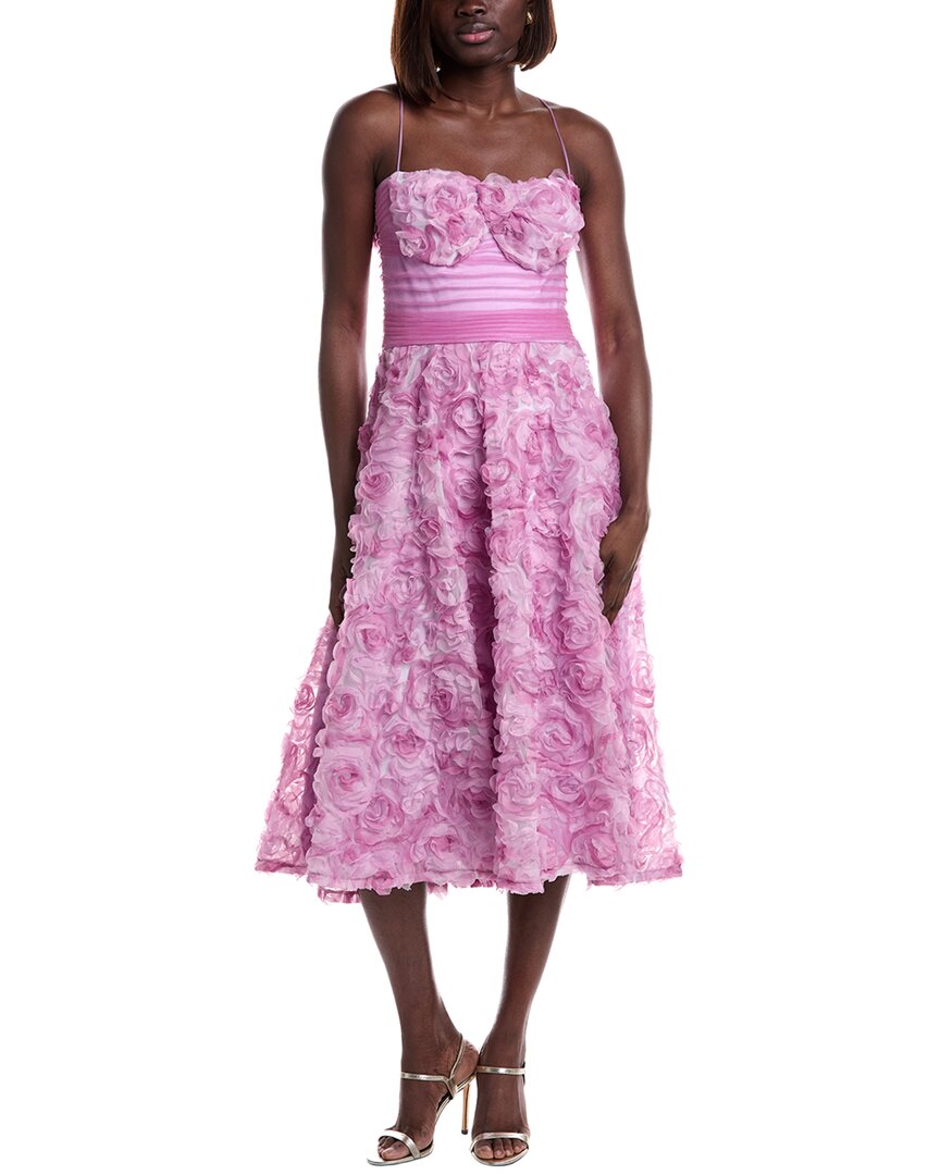 Tadashi Shoji Sleeveless Rosette Sweetheart Midi Dress In Purple