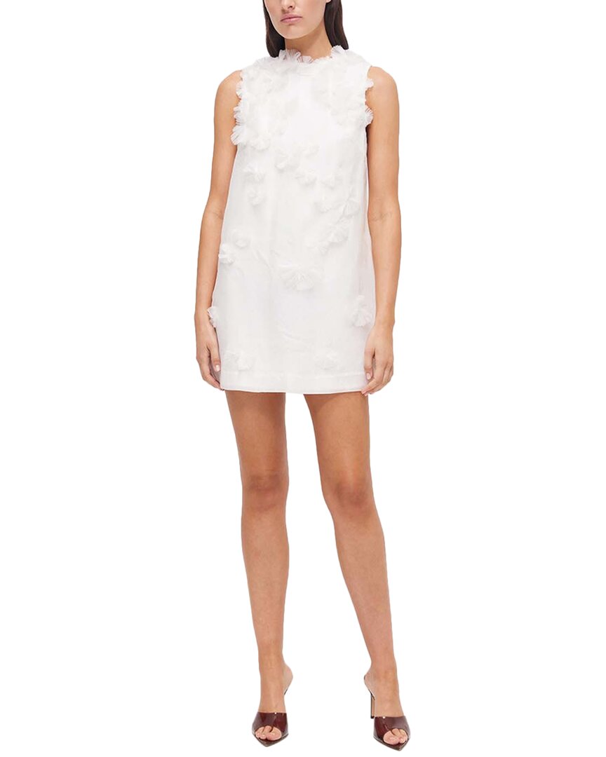 Rachel Gilbert Whitley Degrade Flower Applique Sleeveless Mini Dress In White