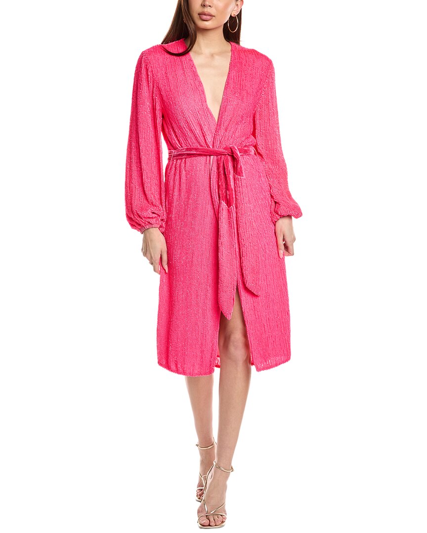 Retroféte Sequin Wrap Dress In Pink