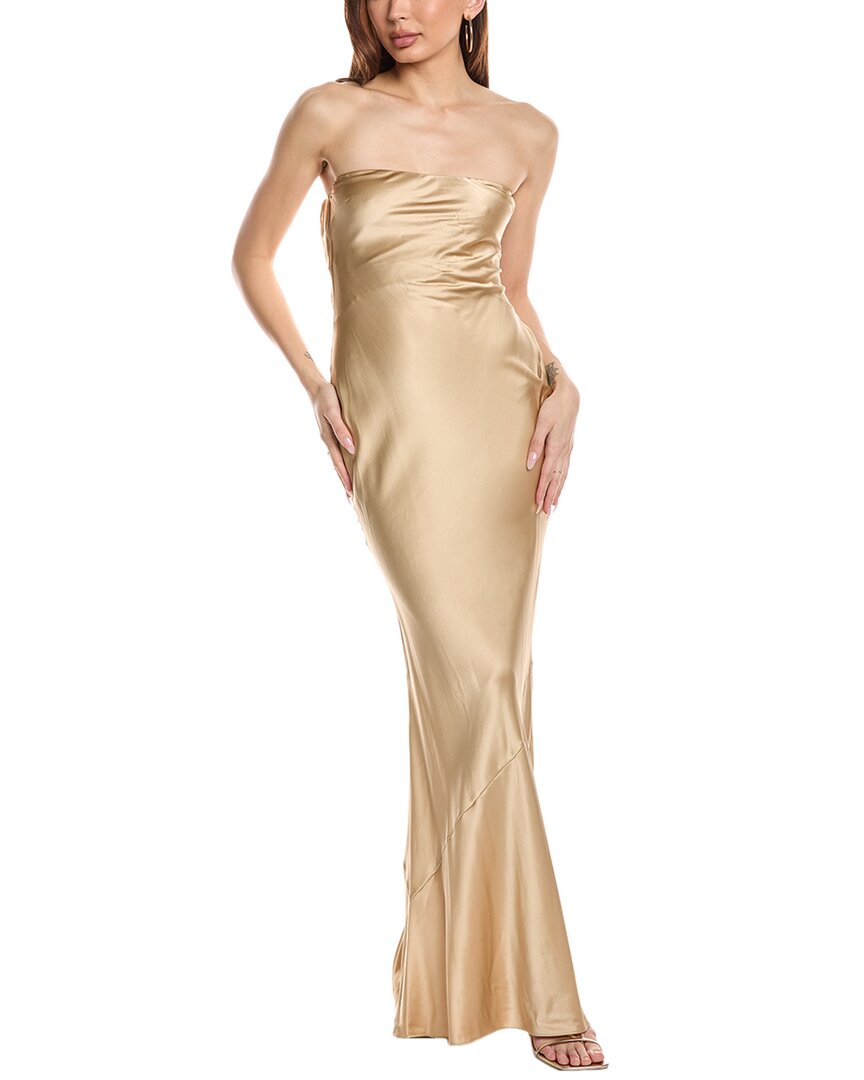 Retroféte Keaton Silk-blend Maxi Slip Dress In Metallic
