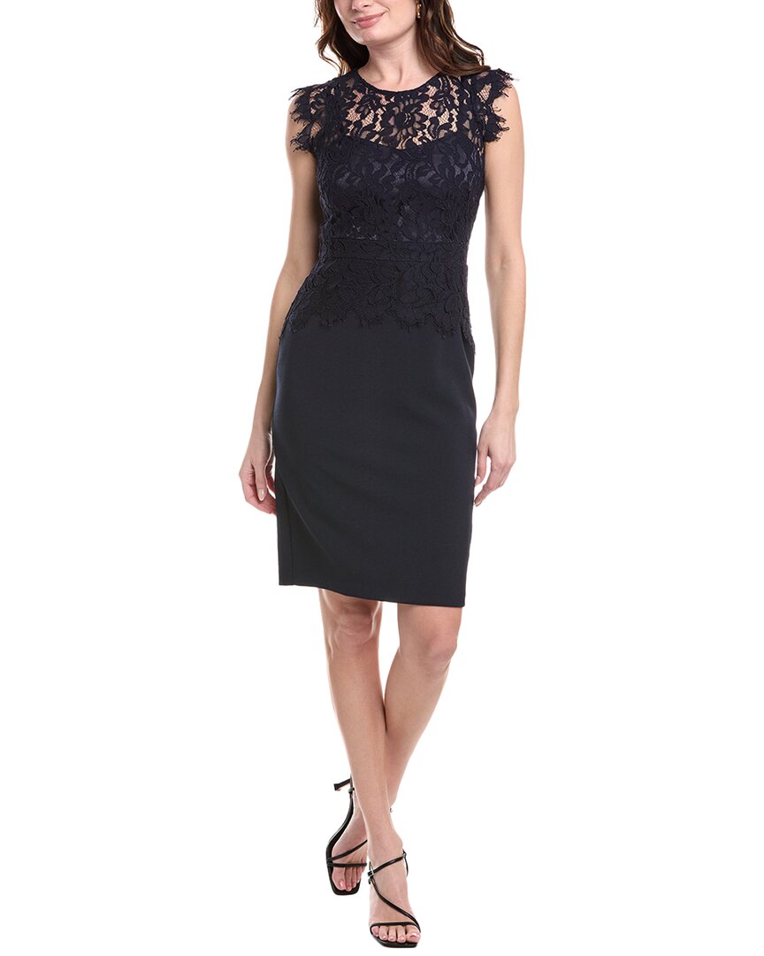Shop Vince Camuto Lace Peplum Sheath Dress In Blue