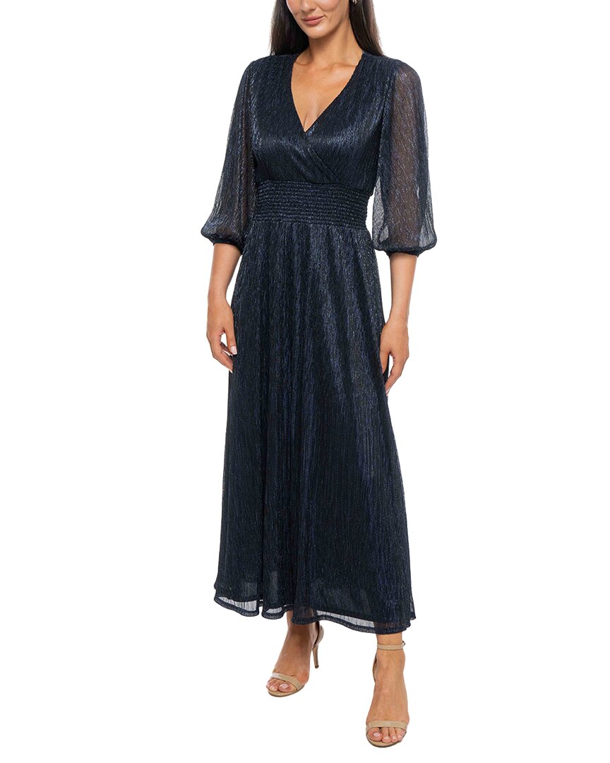 Marina Pleated Metallic Maxi Dress