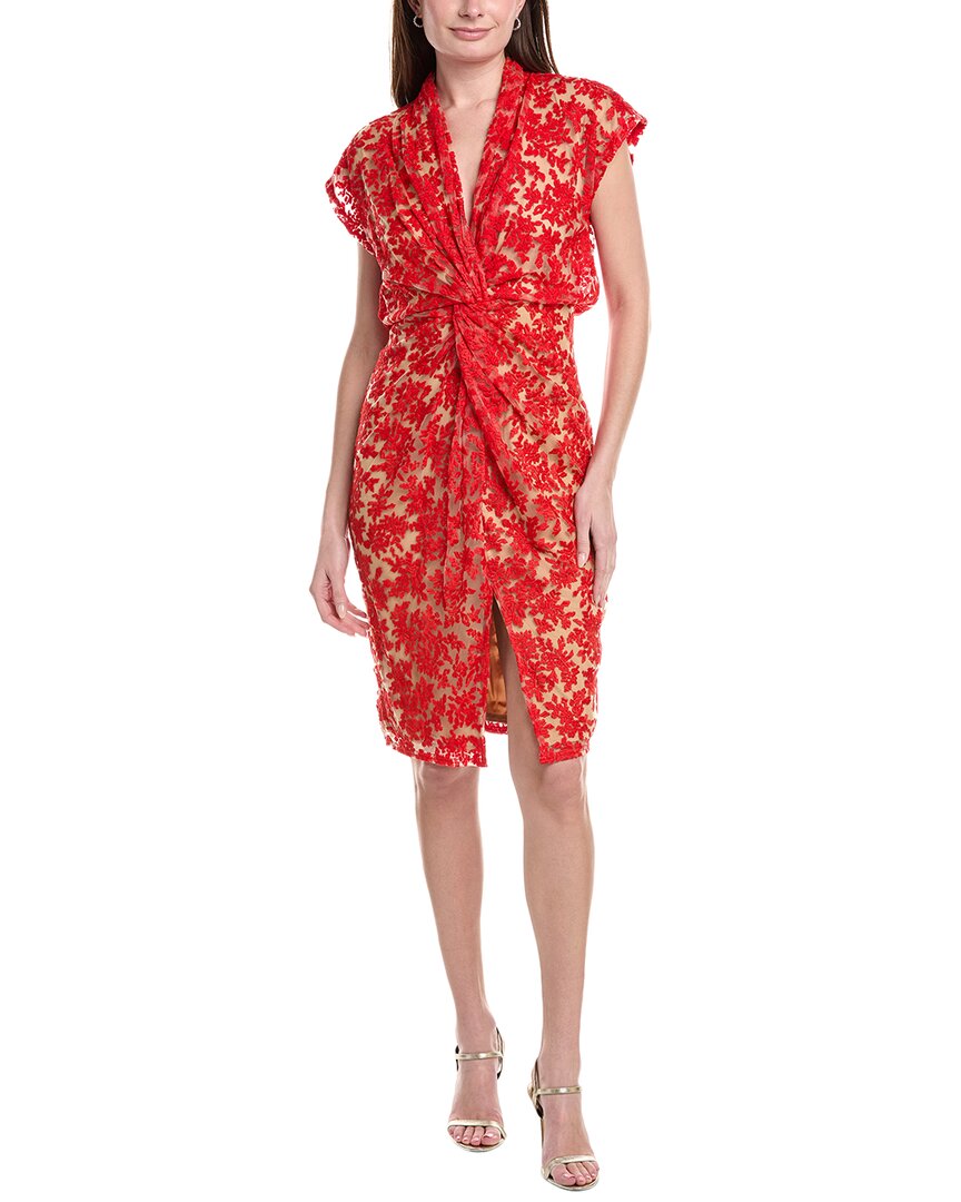 Tadashi Shoji Embroidered Midi Dress In Red