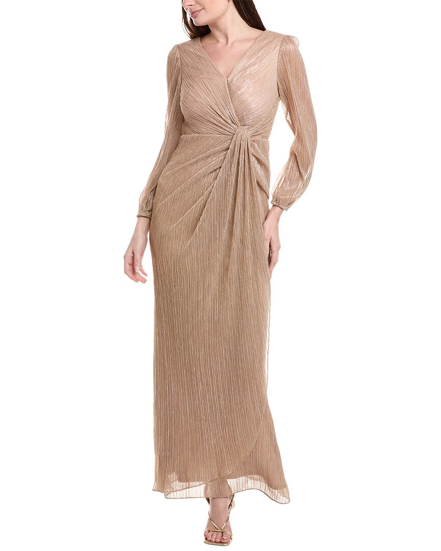 ADRIANNA PAPELL ADRIANNA PAPELL METALLIC MESH DRAPED GOWN