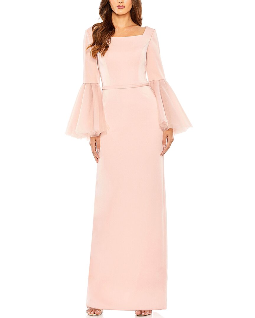 Mac Duggal Flounced Sleeve Square Neck Column Gown
