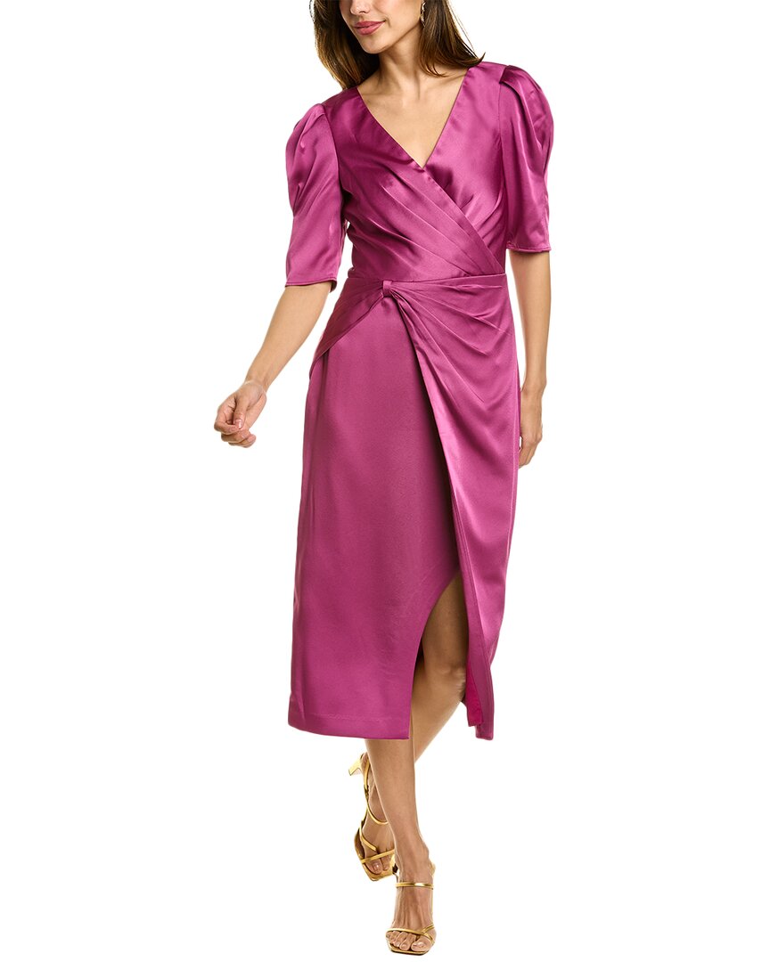 Theia Ina Cocktail Midi Dress In Red