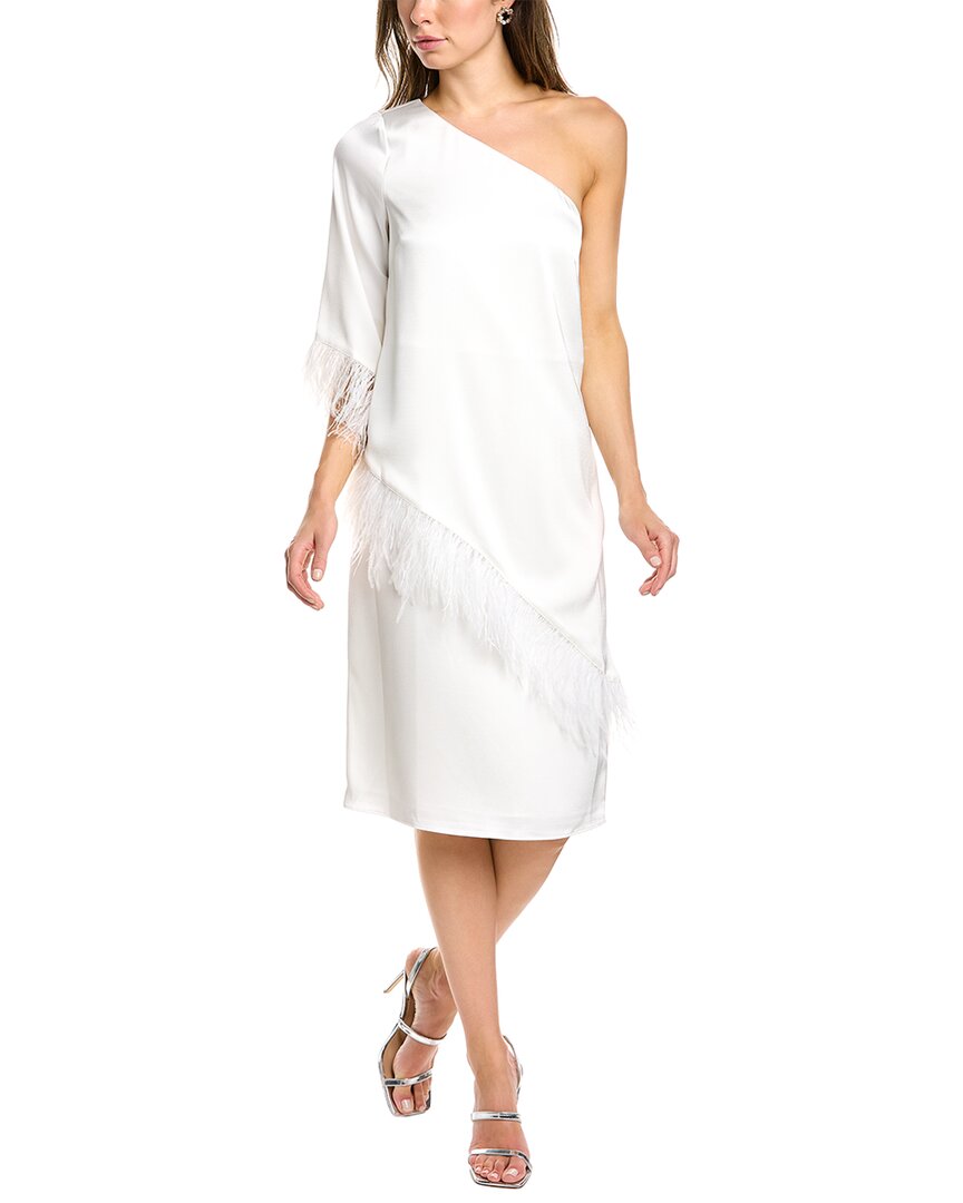 Shop Aidan Mattox One-shoulder Cocktail Dress In White