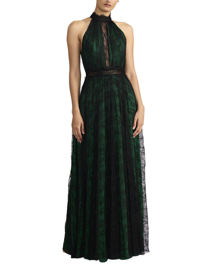 Zac Posen Lace Overlay Gown In Green