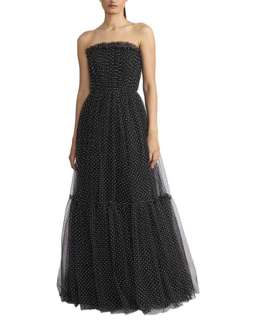 Zac Posen Pleated Tulle Polka Dot Gown