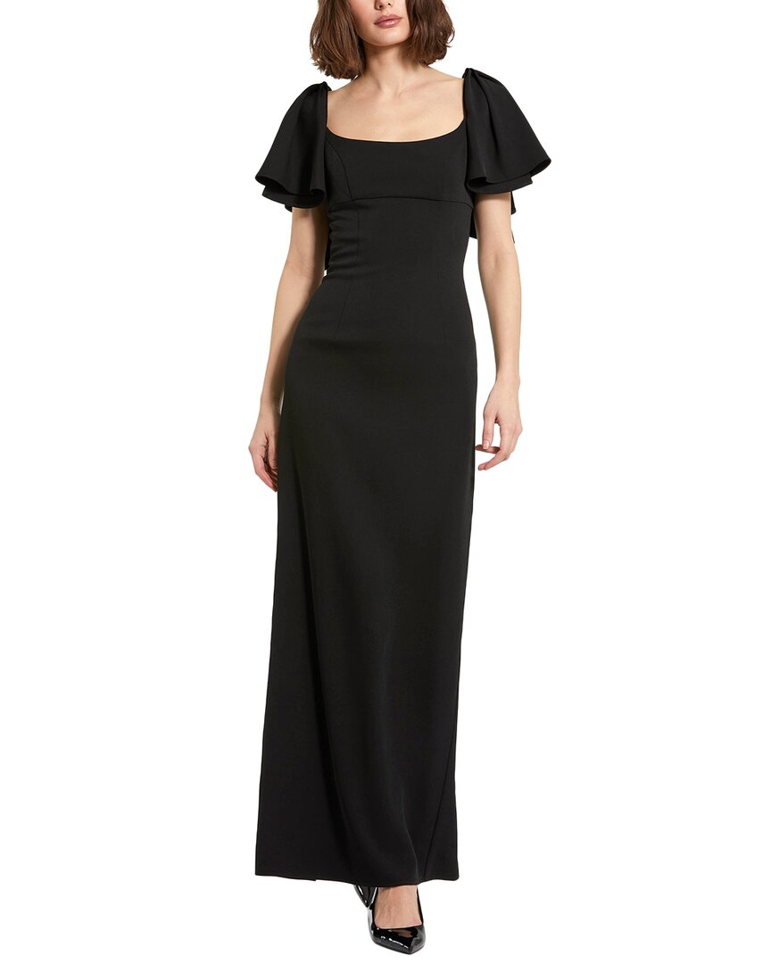 Mac Duggal Crepe Fitted Gown With Short Ruffle Sleeves