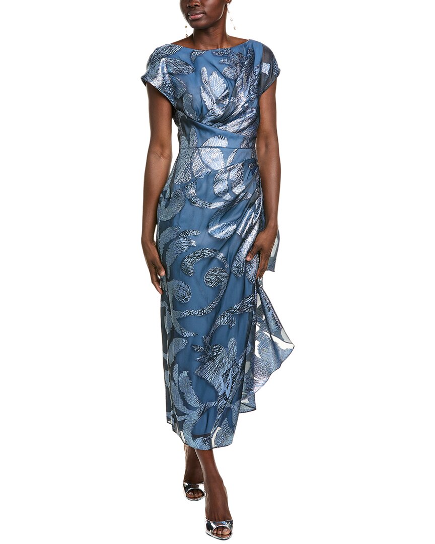 Lela Rose Florence Metallic Floral Fil Coupe Silk-blend Gown