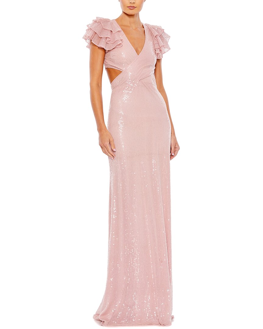 Mac Duggal Ruffle Shoulder Sequin Embellished Gown