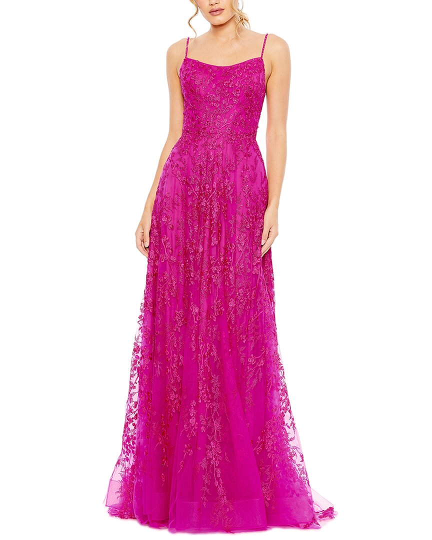 Mac Duggal Floral Applique Cami A Line Gown