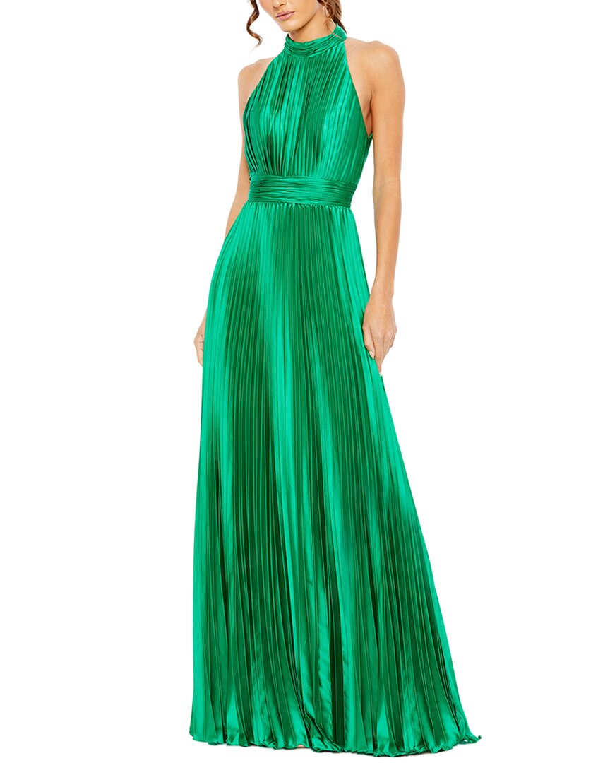 Mac Duggal Pleated Sleeveless Halter Gown