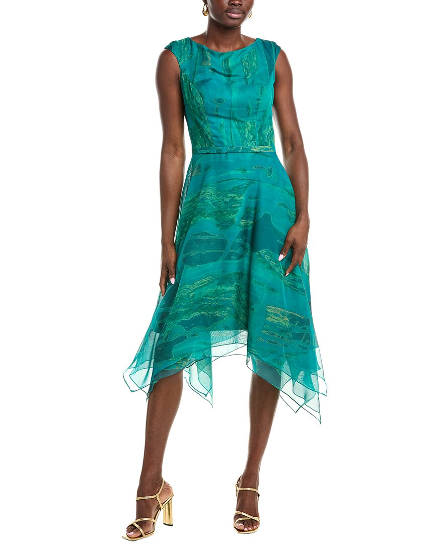 Rene Ruiz Chiffon Handkerchief Midi Dress In Blue