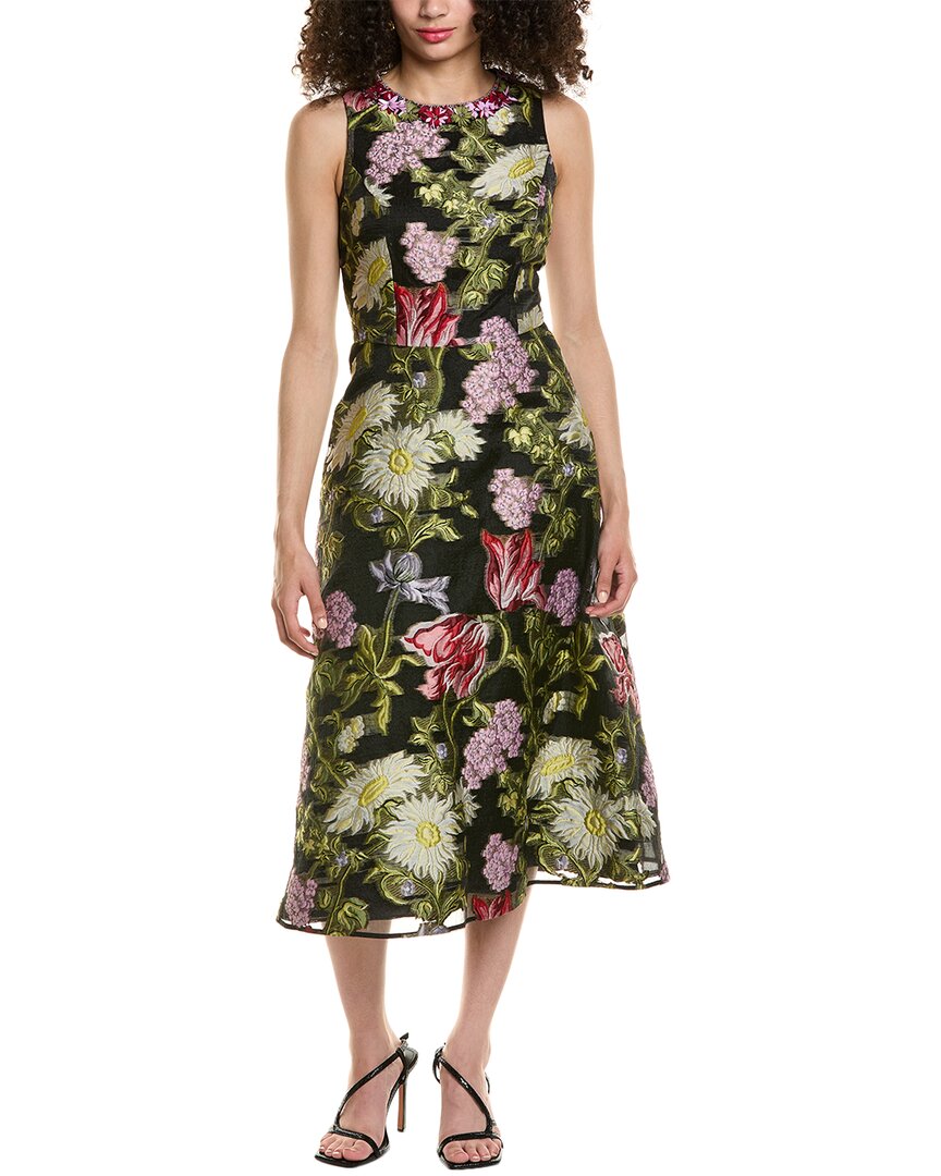 Teri Jon By Rickie Freeman Floral Jacquard Midi Dress
