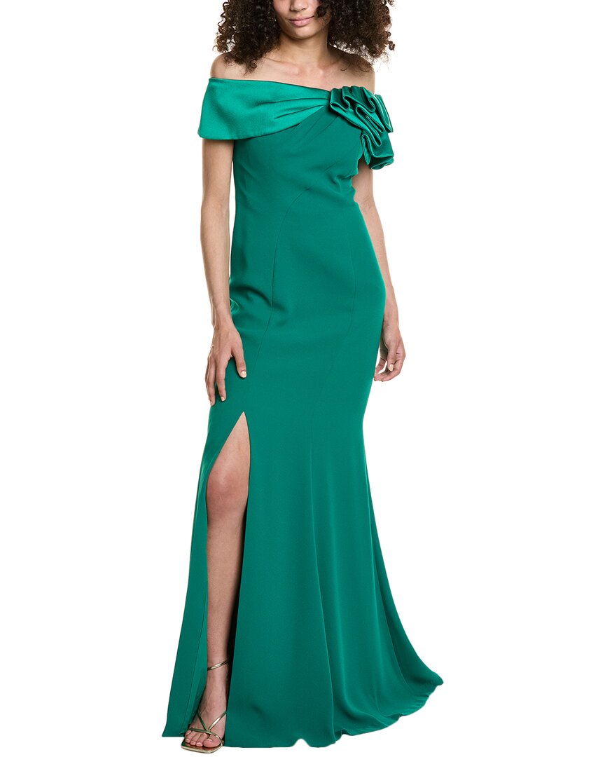 Teri Jon By Rickie Freeman Off-the-shoulder Gown