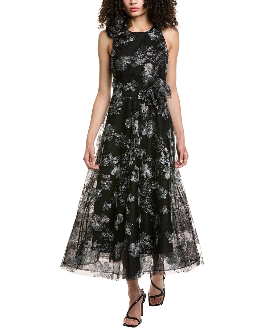 Teri Jon By Rickie Freeman Embroidered Tulle Cocktail Dress