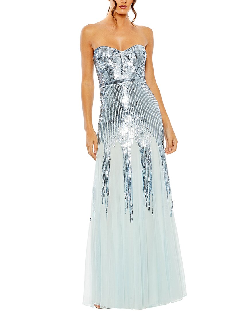 Mac Duggal Strapless Sequin Mesh Gown
