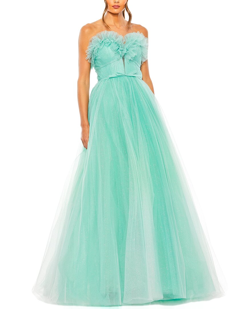Mac Duggal Strapless Glitter Tulle Gown