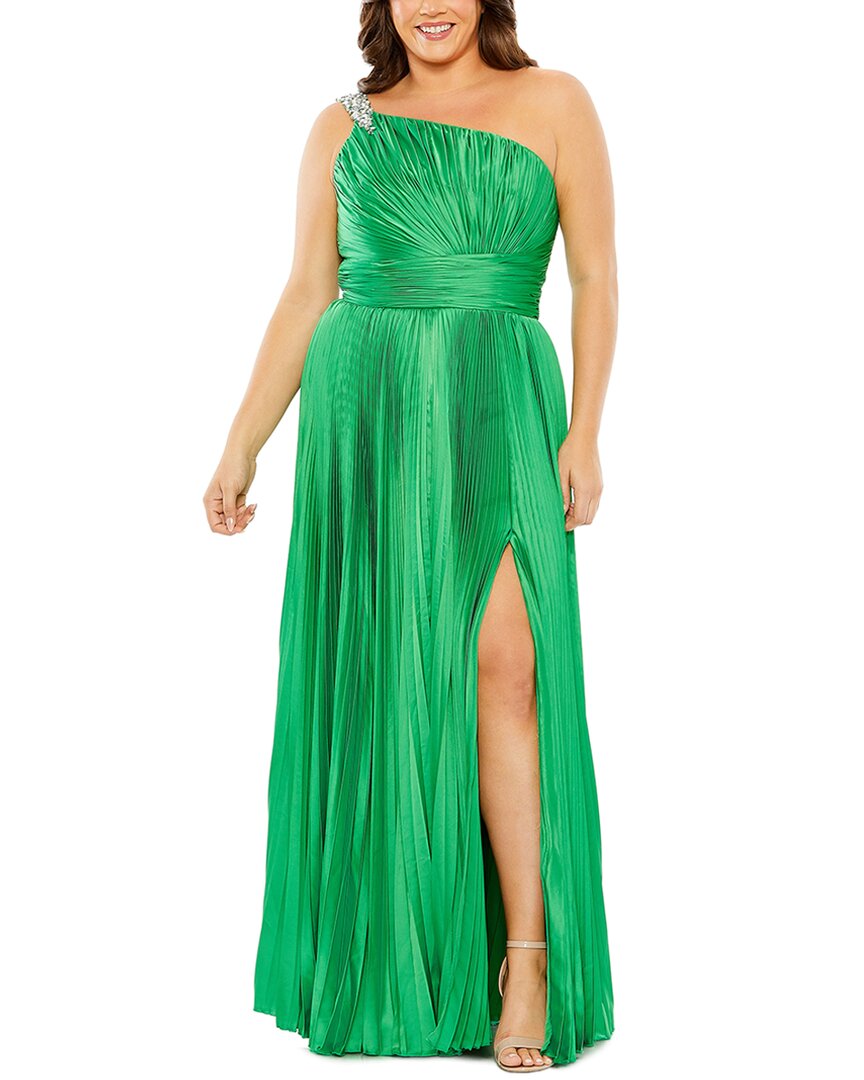 Mac Duggal One Shoulder Embellished Pleated Sleeveless Gown