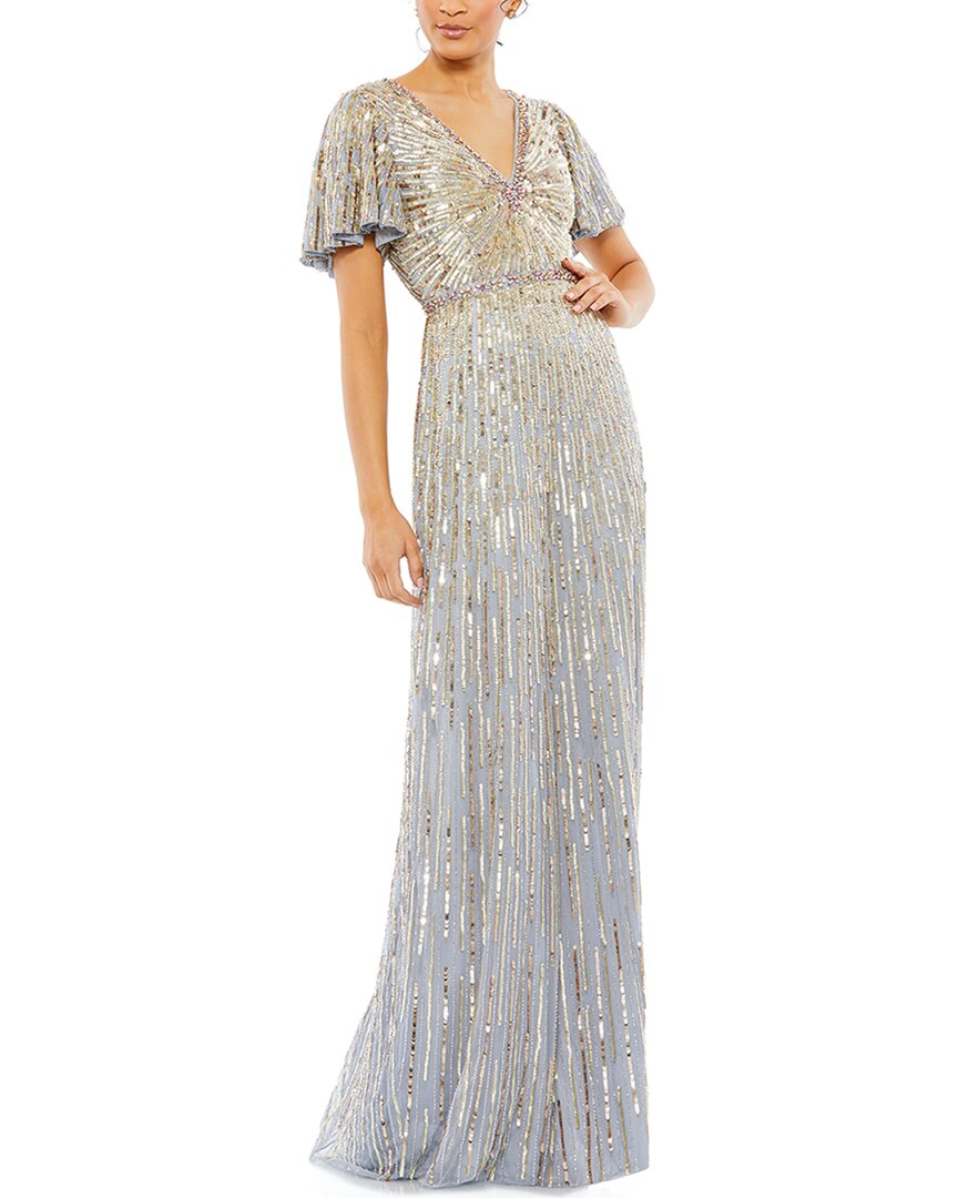 Mac Duggal Maxi Dress In Gray