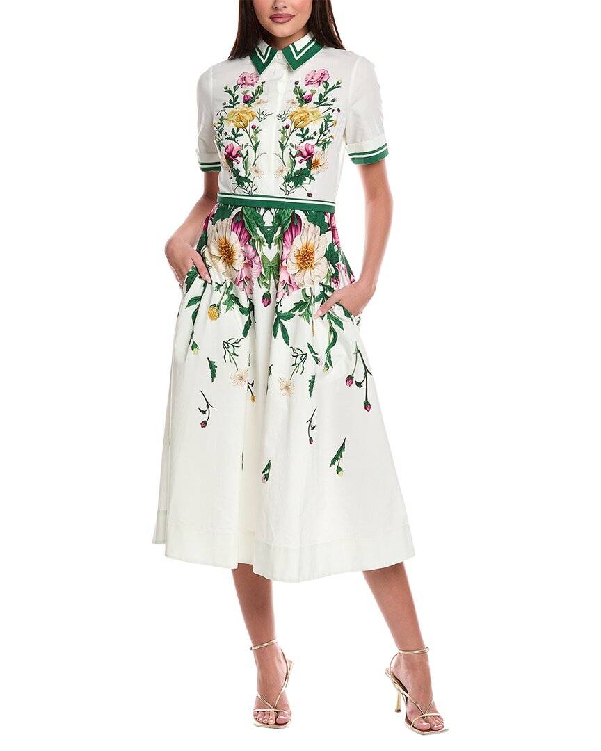 Teri Jon By Rickie Freeman Flower Print Midi Dress