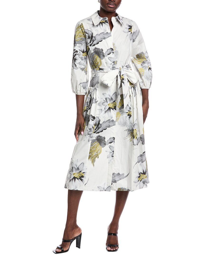 Teri Jon By Rickie Freeman Pearl Ruched Hip Shirtdress In White