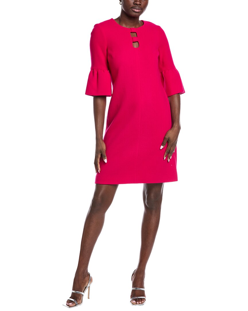 Teri Jon By Rickie Freeman Keyhole Flounce Wool Sheath Dress In Pink