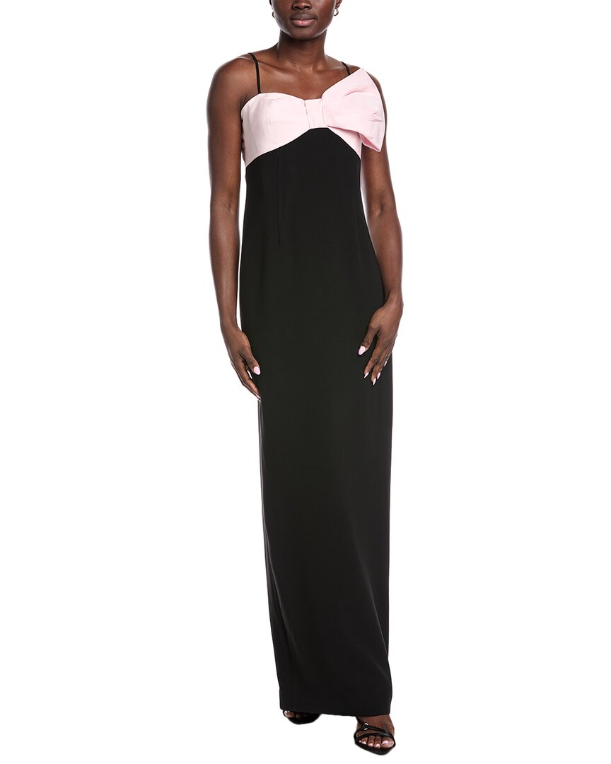 Teri Jon Crepe Mikado Bow Bodice Strplss Gown In Black