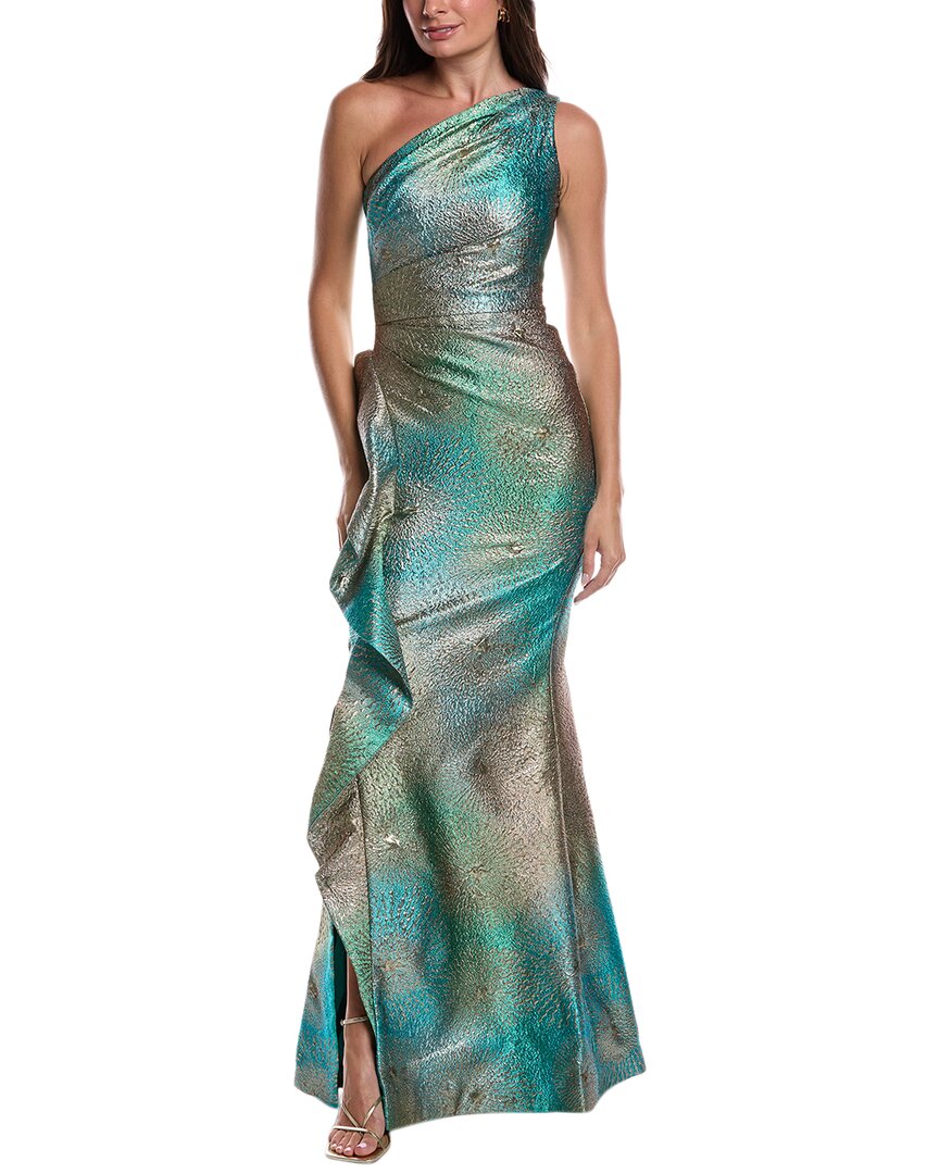 Teri Jon By Rickie Freeman Metallic Starburst Gown In Multi