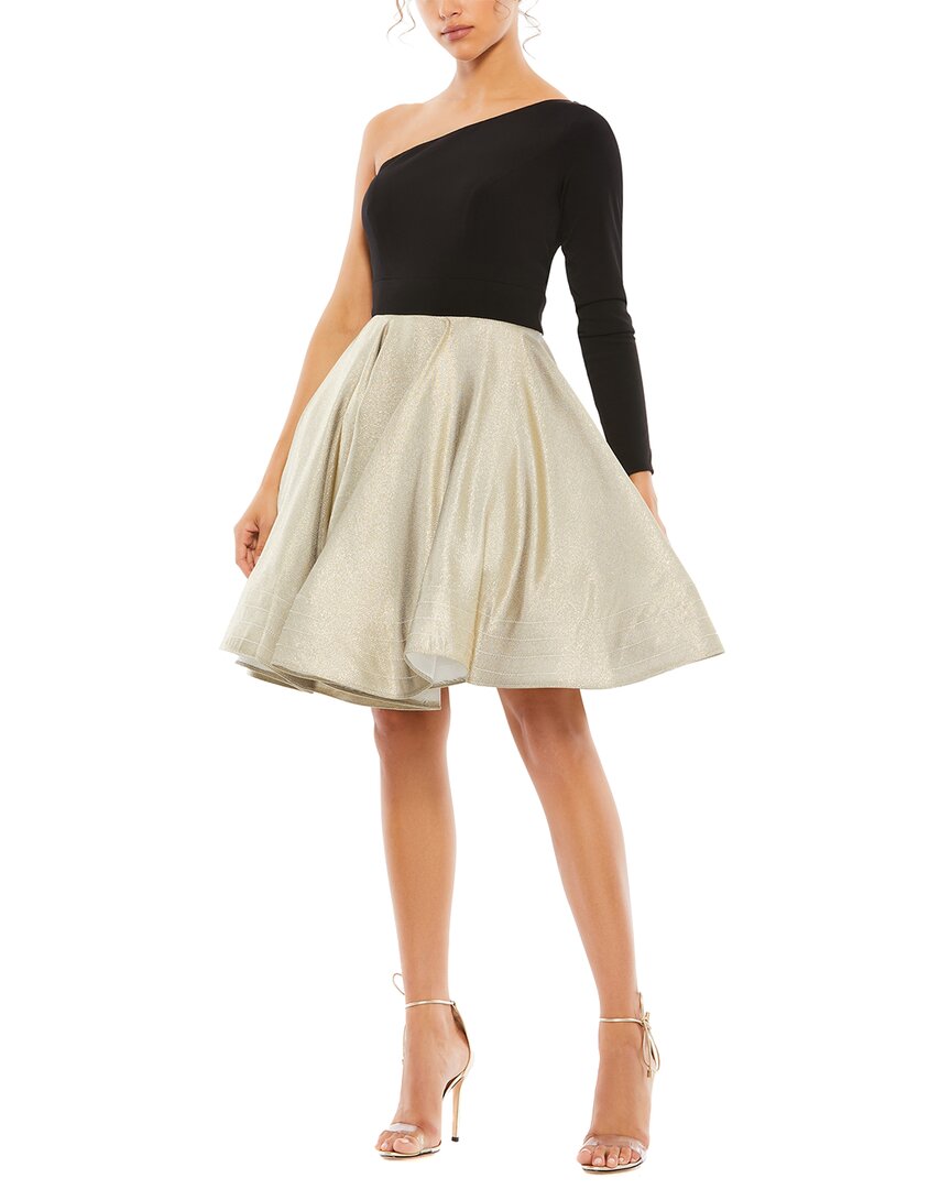 Mac Duggal Black And Gold One Shoulder A-line Dress - Final Sale In Multi