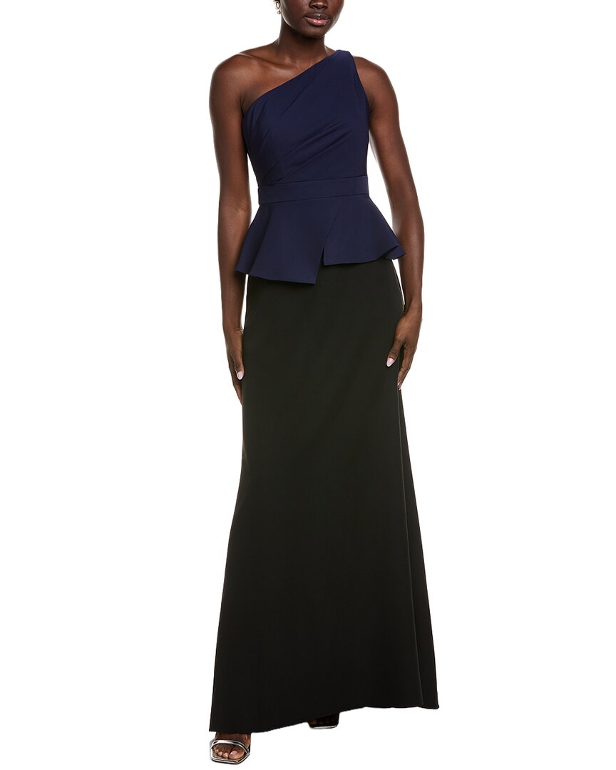 Rene Ruiz Crepe Column Gown In Blue
