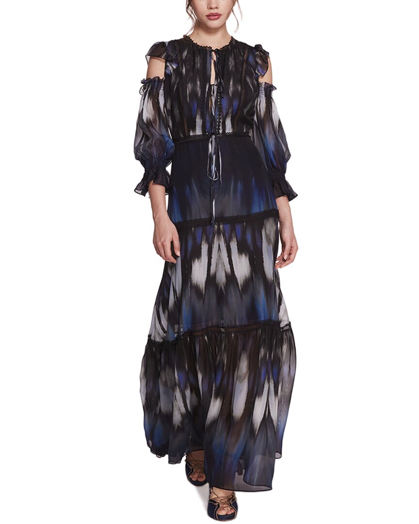 Marchesa Notte Long Sleeve Maxi Dress In Blue