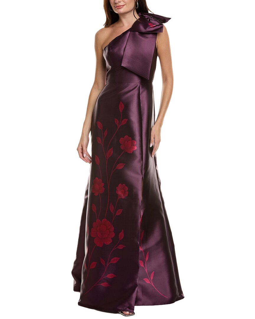 Rene Ruiz Mikado Fit & Flare Gown In Purple