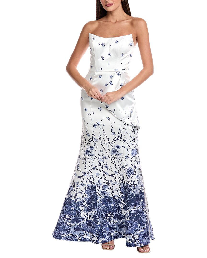 Rene Ruiz Flare Gown In White