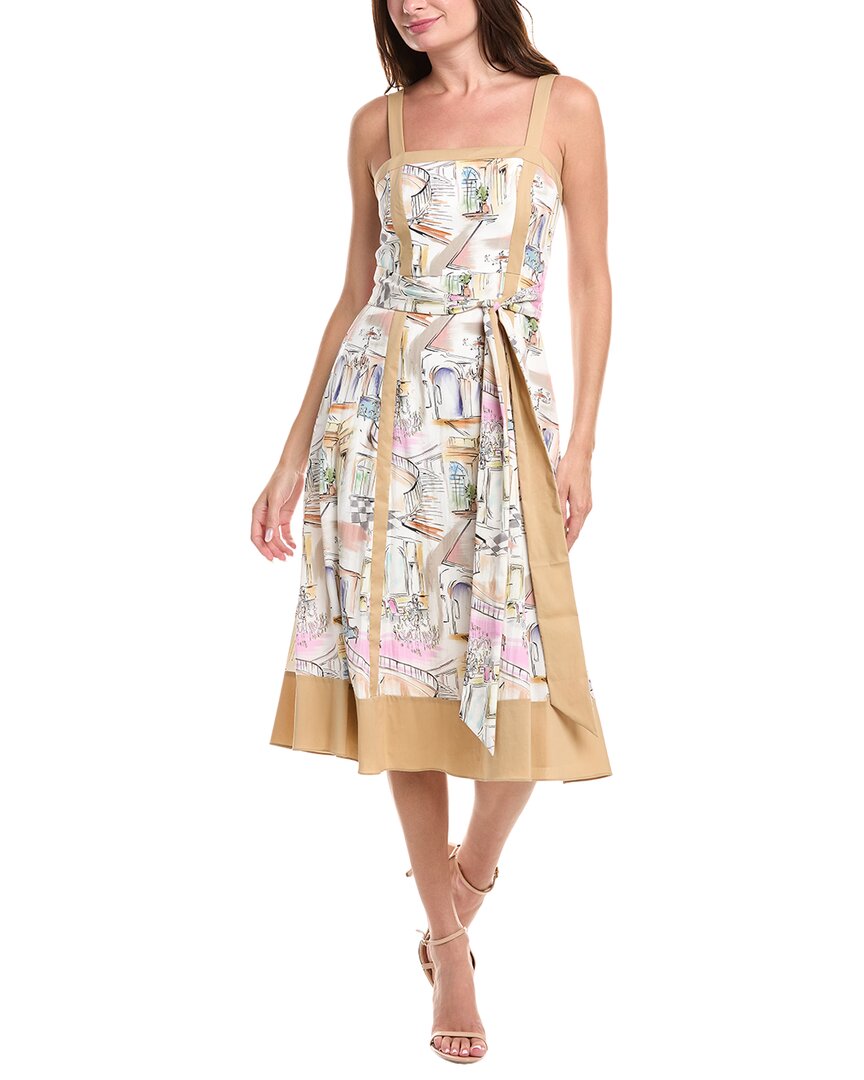 Badgley Mischka Framed Midi Dress In Neutral