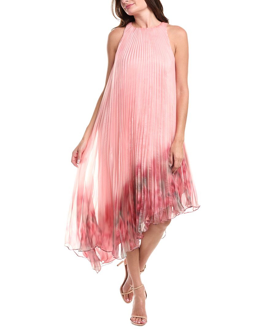 Badgley Mischka Women's Floral Shimmer Chiffon Pleated High-low Gown In Pink