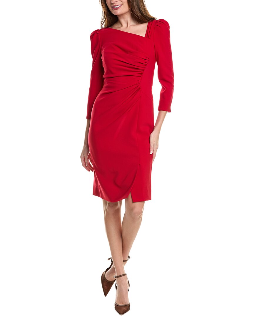 Shop Teri Jon By Rickie Freeman Shirred Sheath Dress In Red