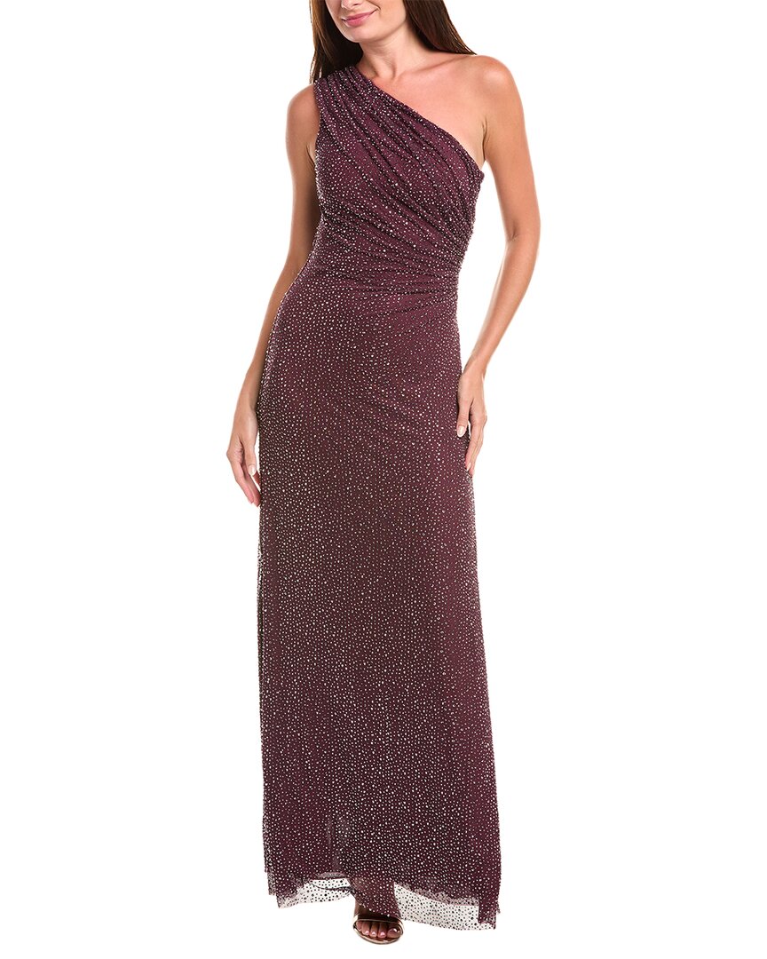 Halston Rafelle One-shoulder Rhinestone Gown In Multi