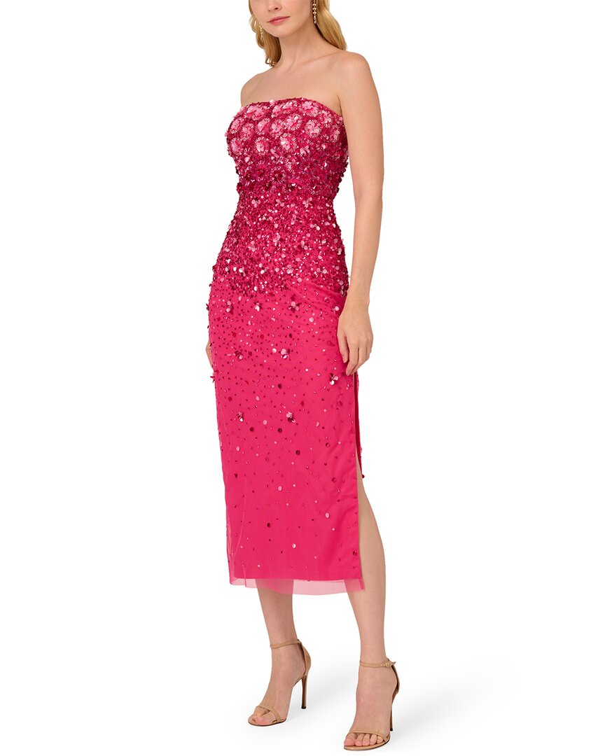 Adrianna Papell Beaded Strapless Gown In Pink