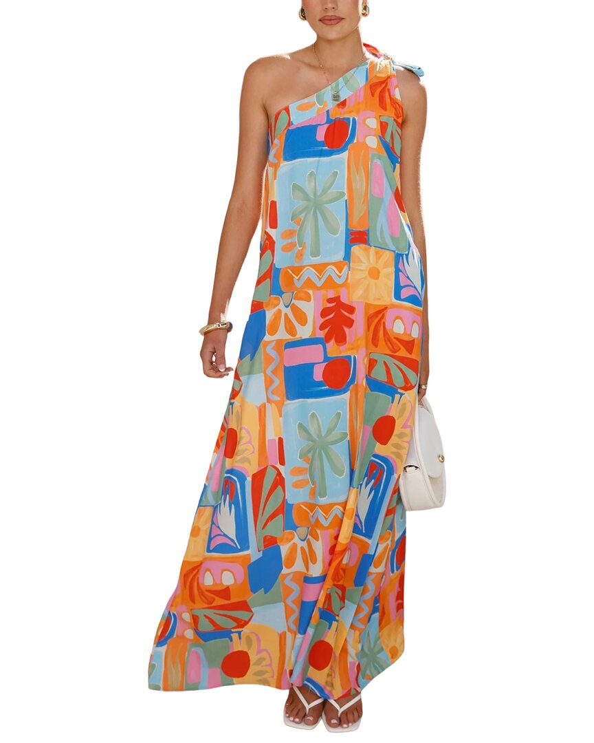 Oloey Printed Maxi Dress In Multicolor
