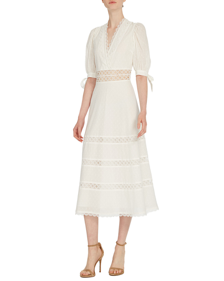 Image of ML Monique Lhuillier Swiss Dot Midi Dress