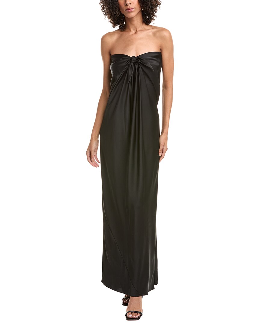 Halston Lisette Satin Gown In Black
