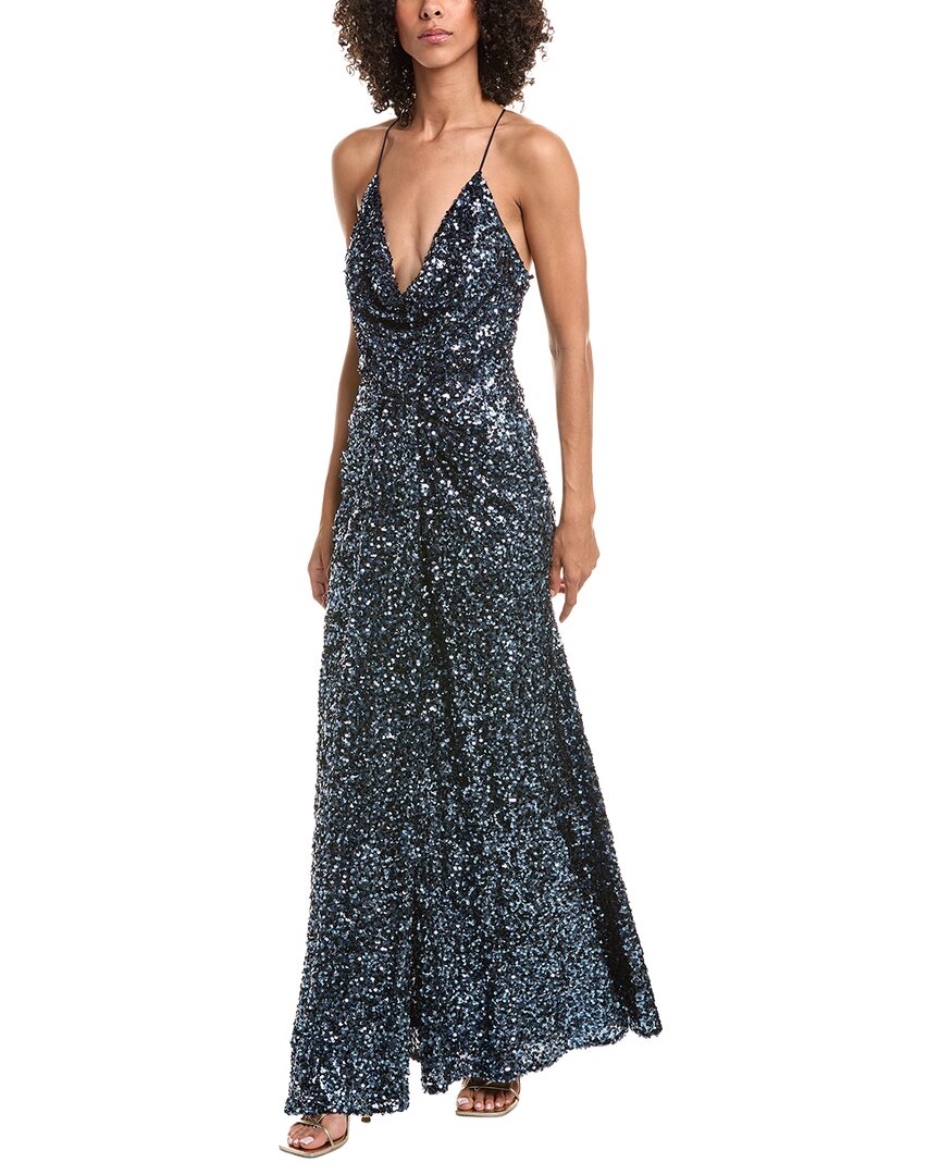 Halston Manon Sequin Gown In Blue