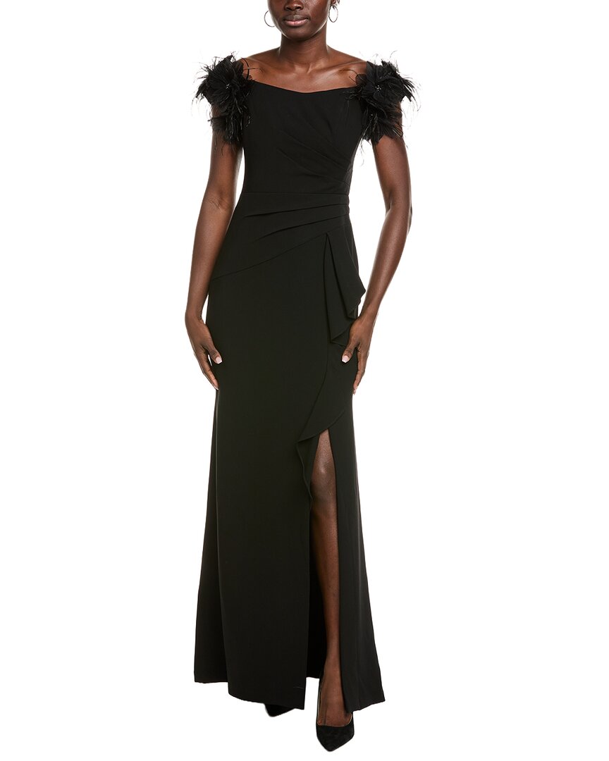 Teri Jon By Rickie Freeman Solid Maxi Dress In Black