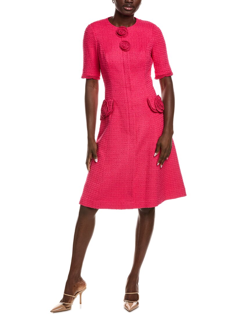 Teri Jon By Rickie Freeman Tweed A-line Dress In Pink